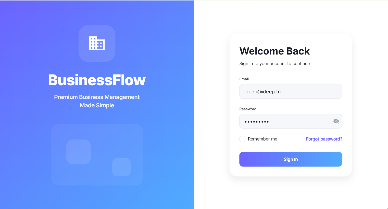 BusinessFlow — Login